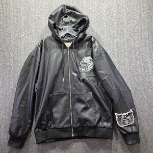 Green Bay Packers Jacket Mens XL Faux Leather NFL Football Jeff Hamilton Hooded